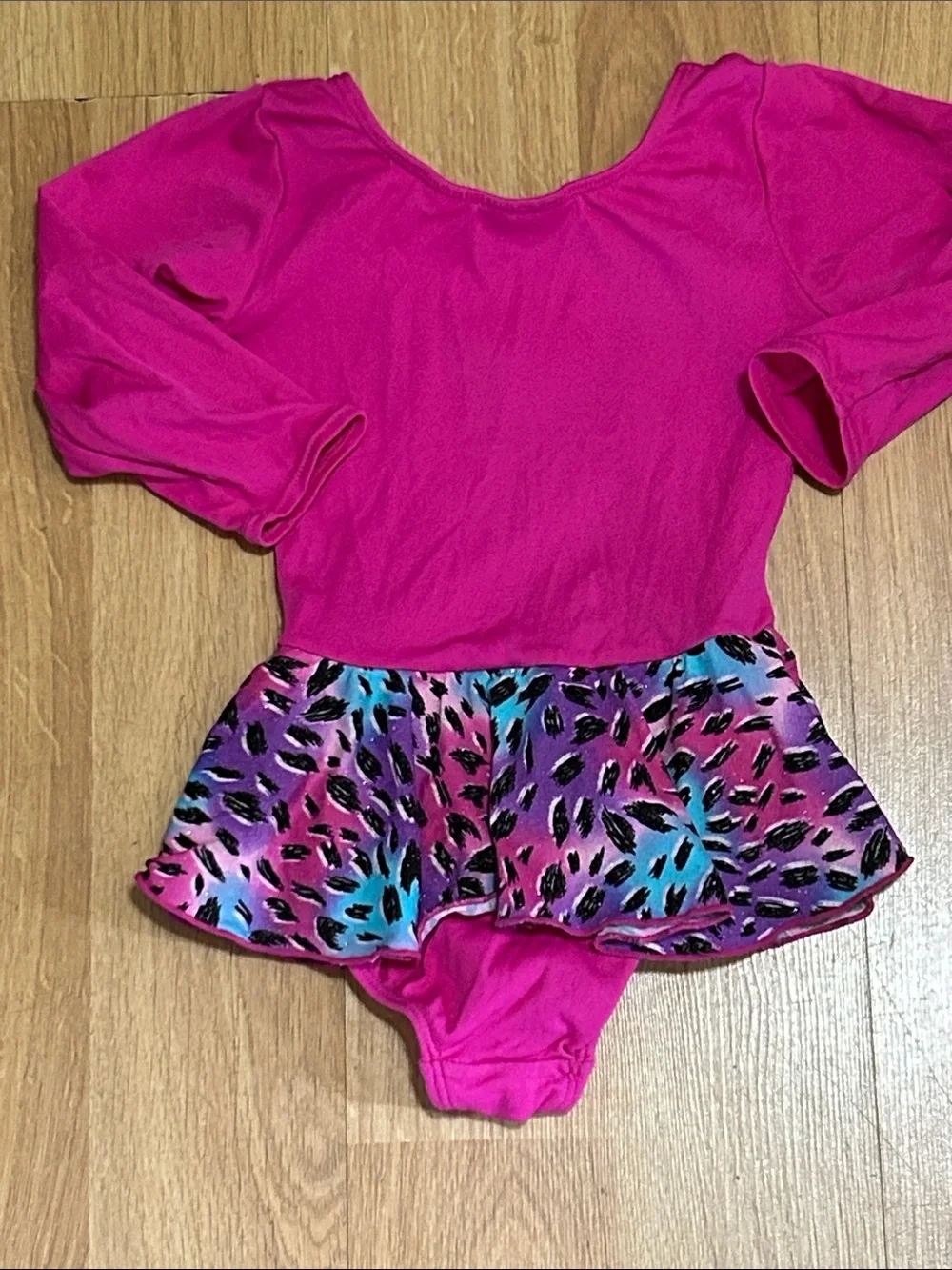 Girls Hot Pink Star Skirted Leotard Dance Costume XS (4/5)